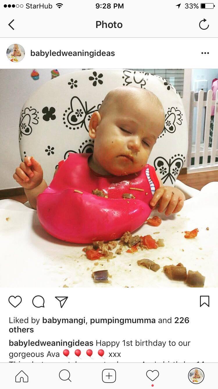 Ava's first day of child care - fell asleep eating