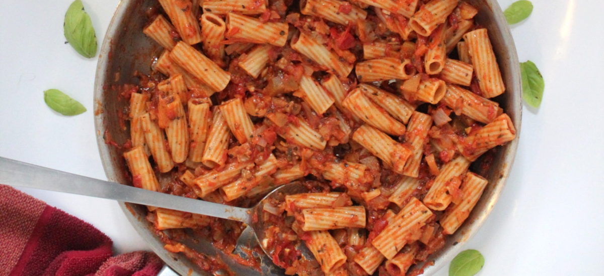 Tomato and eggplant penne